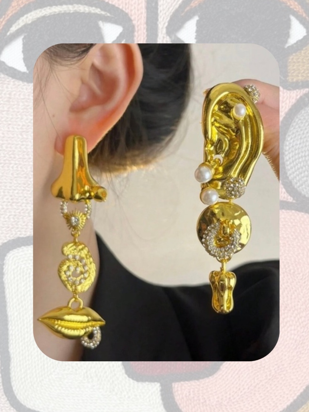 🏷️🆕🎉 abstract nose, mouth, ear abstract shaped asymmetrical earrings